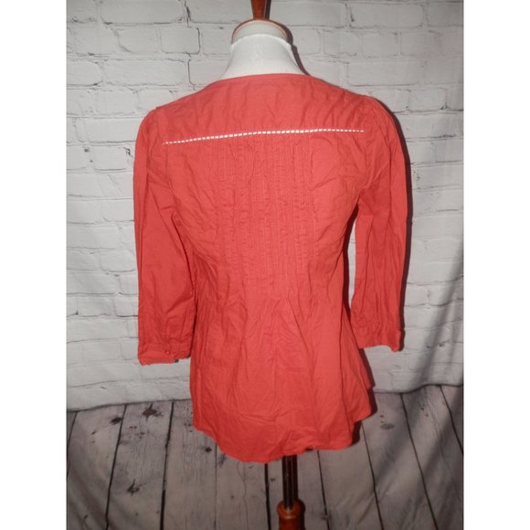 Meadow Rue Anthropologie 6 Peasant Orange Pleated - Picture 4 of 5